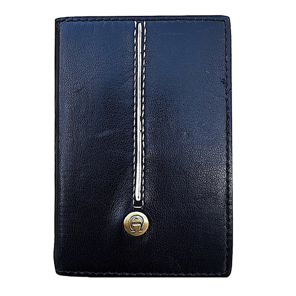 ETIENNE AIGNER Black Lambskin Mini Pocket Phone Book 2 1/2”x 3 3/4” - Picture 1 of 5